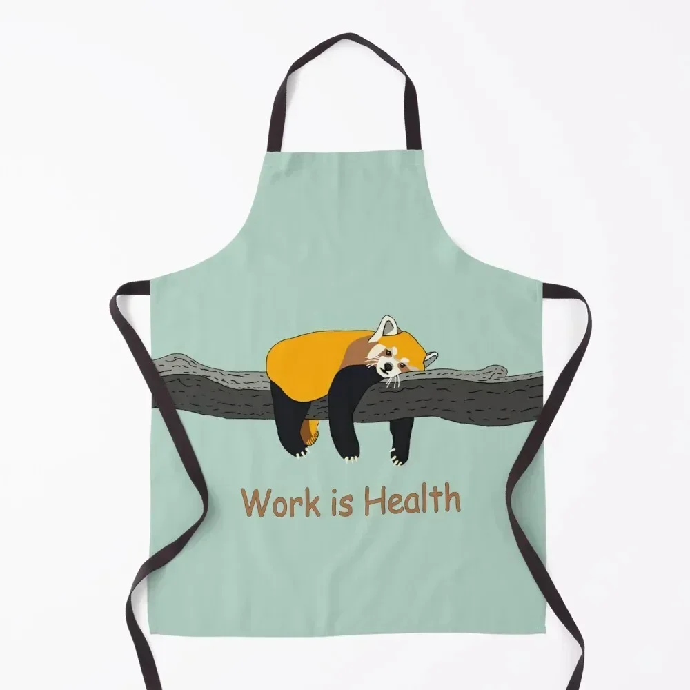 

Red Panda - Work is Health Apron Kitchen For Man women's work Bib For Kitchen Things For Home And Kitchen Apron