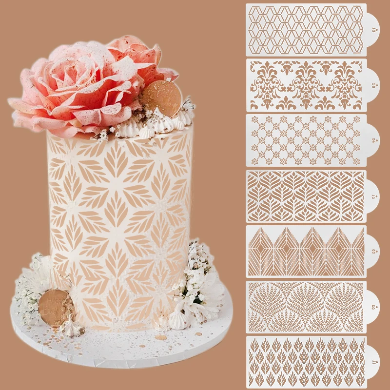 

Fondant Cake Mesh Stamps Stencils Embossing for Decorating Tool Plastic Spray Mold Wedding Cookies Chocolate Drawing Painting