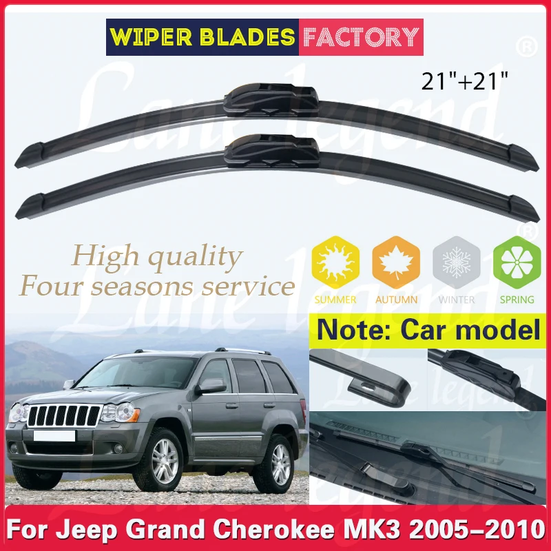 

Wiper Front Wiper Blades For Jeep Grand Cherokee MK3 2005-2010 Windshield Windscreen Window Rain Brushes 21"+21" Car Accessories