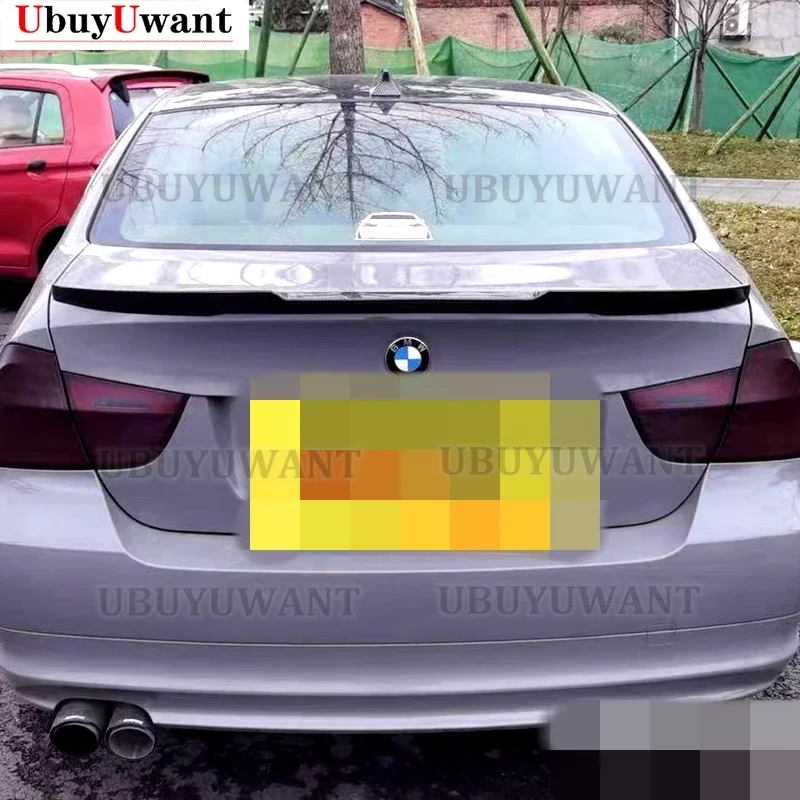 For BMW E90 3 Series 320i 320d 2005-2011 Rear Trunk Spoiler Carbon Fiber Look Unpainted Color Rear Roof Wing Car Styling