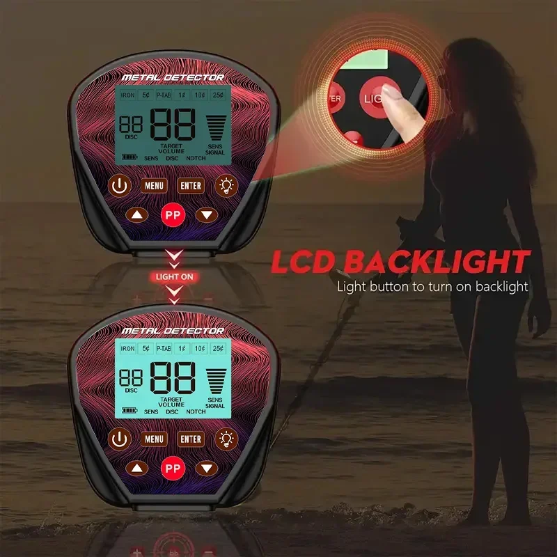 Detector de metais subterrâneo ouro MD-820 metal 3d lcd ajustável com luz de fundo caça ao tesouro shenlanyiqi oem, odm 6.6khz cn; han