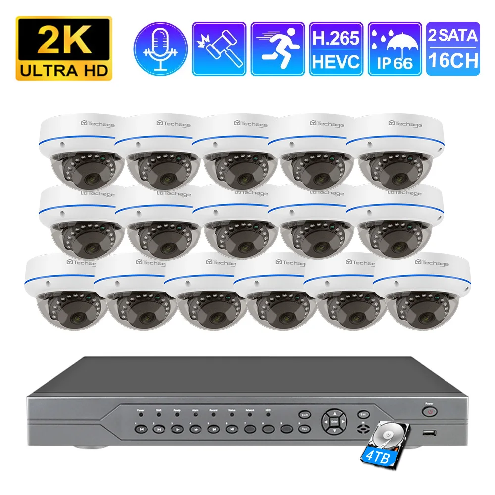 Kit telecamera di sicurezza POE a cupola 16CH HD 4MP 5MP Rilevamento volto Кры Oliyра NVR IP CCTV Система наблюде estaba H.265 P2P
