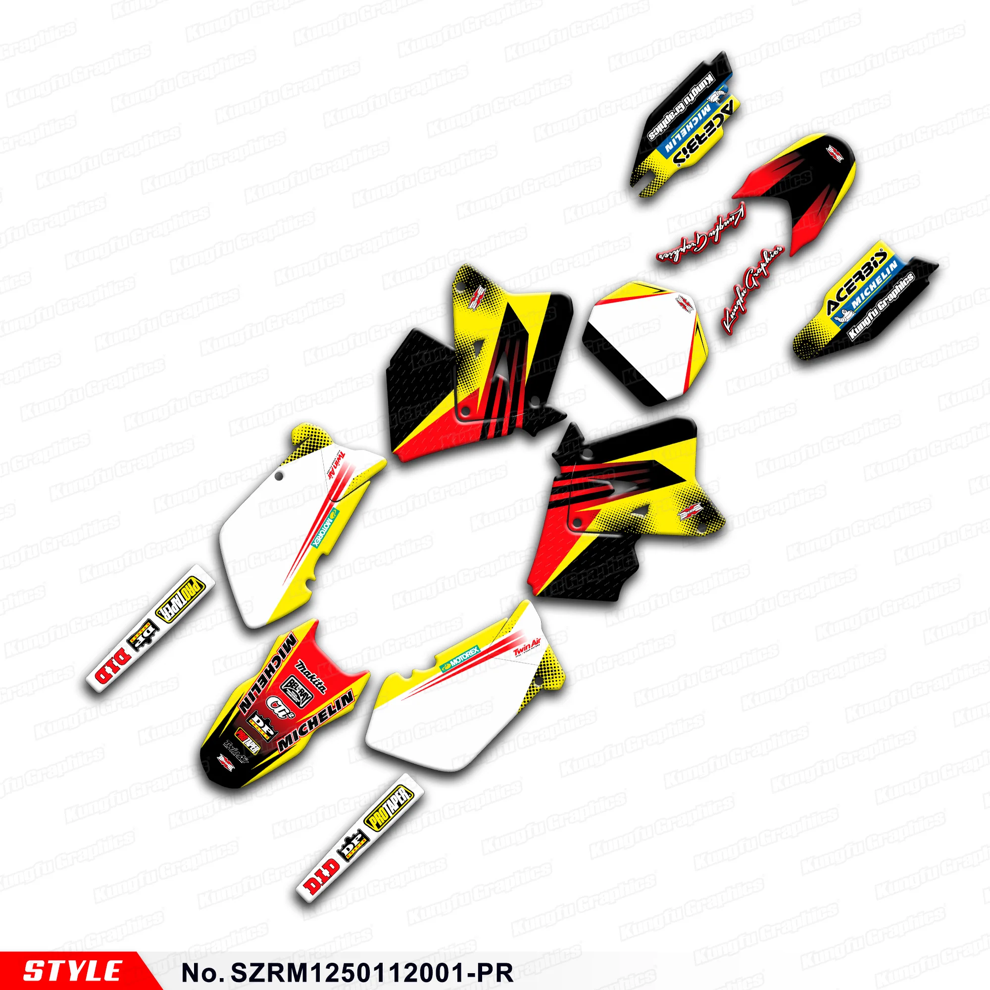 

Aftermarket Motocross Full Vinyl Decals Stickers Kit for Suzuki RM125 RM250 2001-2012, SZRM1250112001-PR