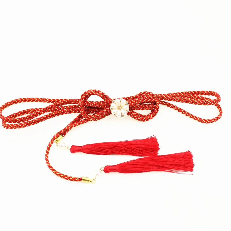 Japanese kimono handwoven wrapped flower knot Obi cord / Yukata matching waist cord
