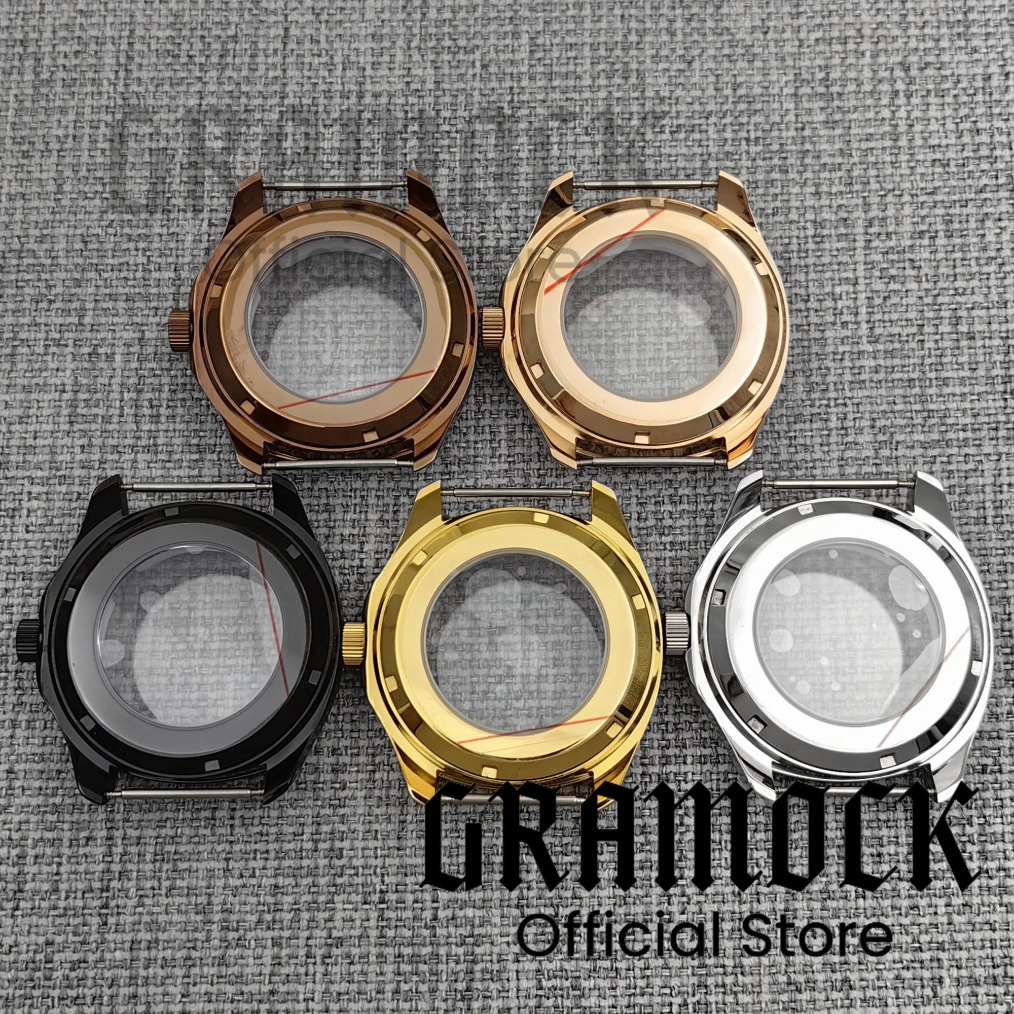 GRAMOCK 41MM Bronze Silver Rose Gold Sapphire Glass Dive Square Watch Case Fit NH34 NH35 NH36 ETA2824 PT5000 Miyota8215 Movement