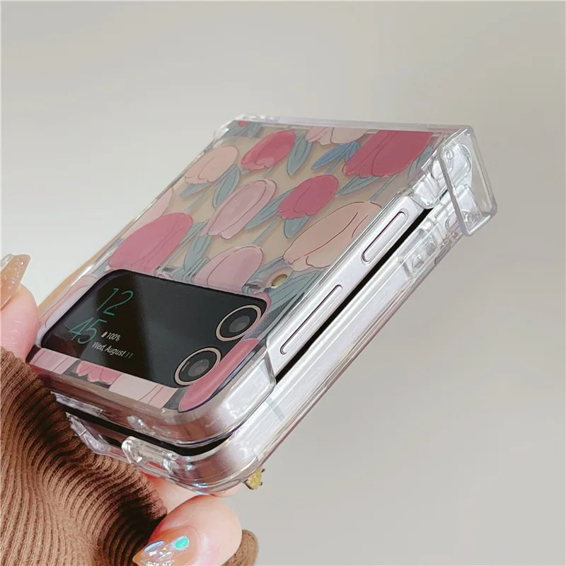 Fashion Tulip Phone Case for Samsung Galaxy Z Flip 5 4 3 Protective Back Cover for ZFlip3 ZFlip4 ZFlip5 Case Shell