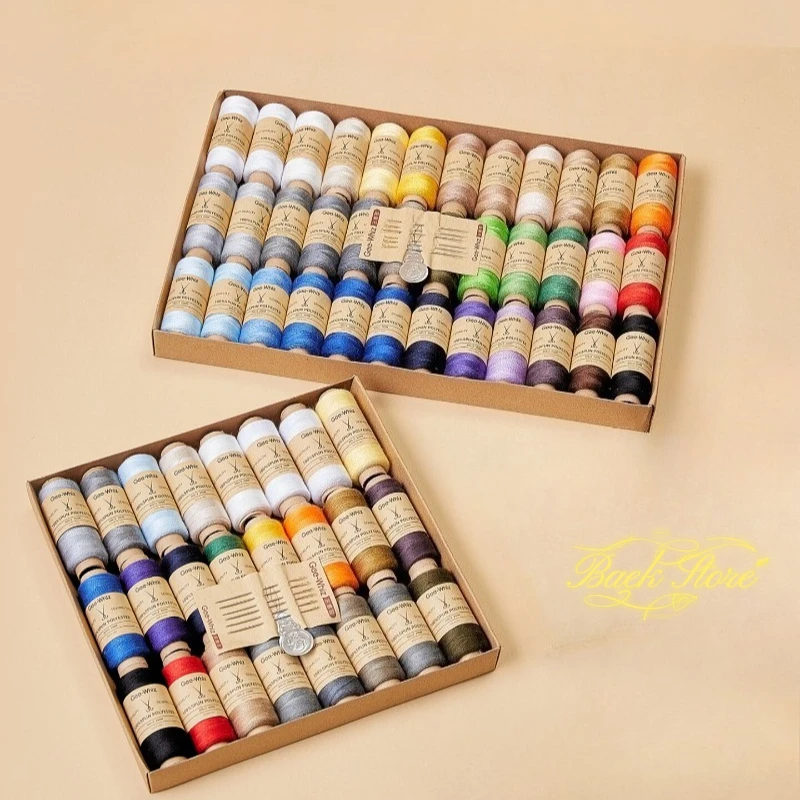 24/36pcs 200m Per Roll Household Sewing Thread Cowhide Carton Color Hand-Sewn Small Roll 402 Clothes