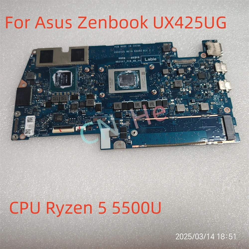 Original Laptop Motherboard For Asus Zenbook UX425UG AMD Ryzen 5 5500U 8GB MX450 System 60NB0UC0-MB1410 Fast Shipping