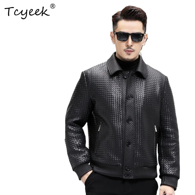 

Tcyeek Real Sheepskin Spring Autumn High End Trendy Lapel Black Men's Genuine Leather Jacket Jaqueta De Couro Masculina 가죽자켓