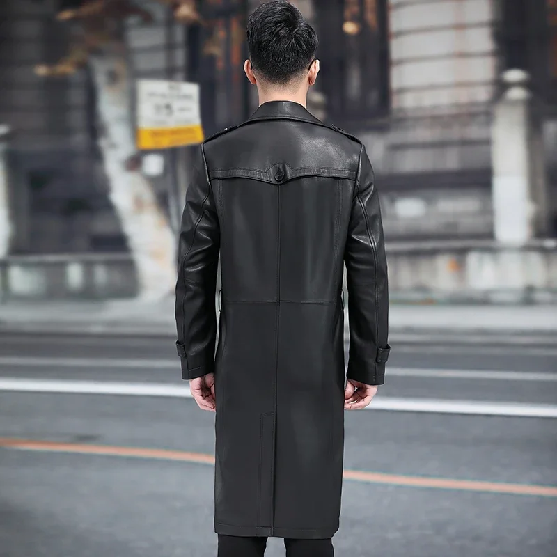 2022 Genuine Leather Jacket Men Coat Men’s Clothing Super Long Sheepskin Windbreaker Plus Size Leather Coats Man Trend Abrigos F