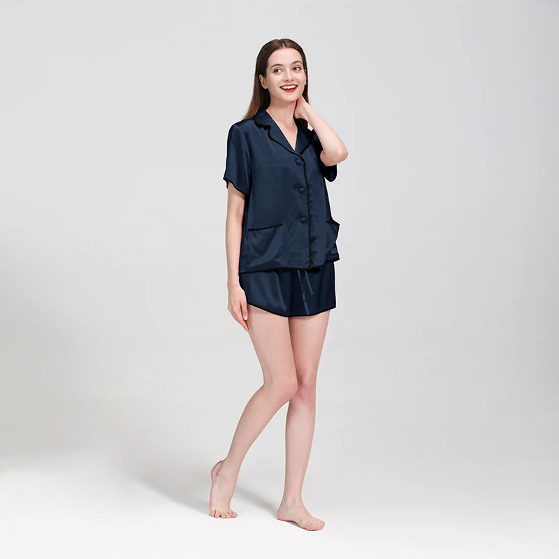 

22 Momme Short Basic Silk Pajamas Set