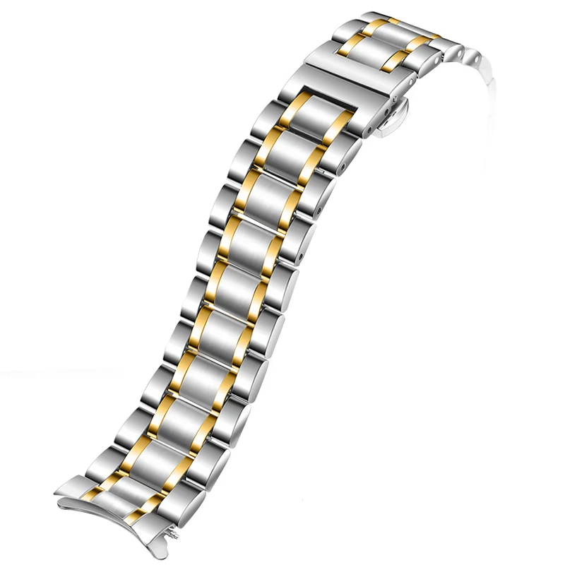 Universal metal Bracelet, women\'s men\'s metal steel strap, 14mm 15mm 16mm 17mm 18mm 19mm 20mm 21/22mm 23/24mm curved watch chain