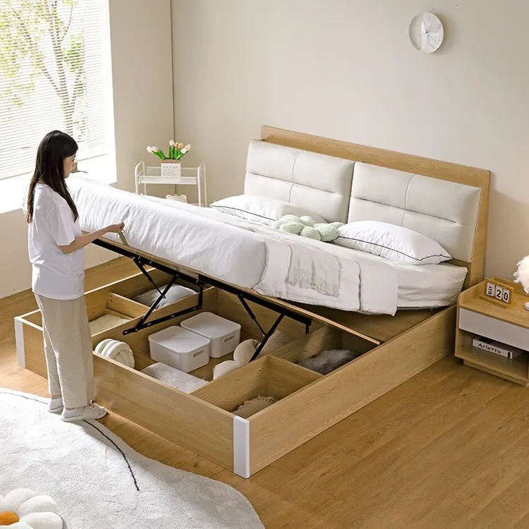 Factory Direct 2026 Log color Modern simple soft board type storage bed Multi-color