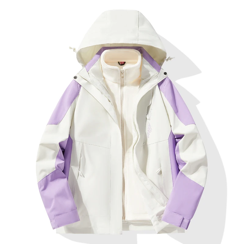 

Casual Camping Jackets 2PC Unisex Windbreake Coat Outdoor Men Waterproof Jacket Coat 3 in 1 Jacket Fashion Male Fleece Outerwear