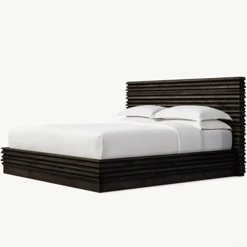 American style furniture solid wood bed, high-end villa furniture home bedroom double bed