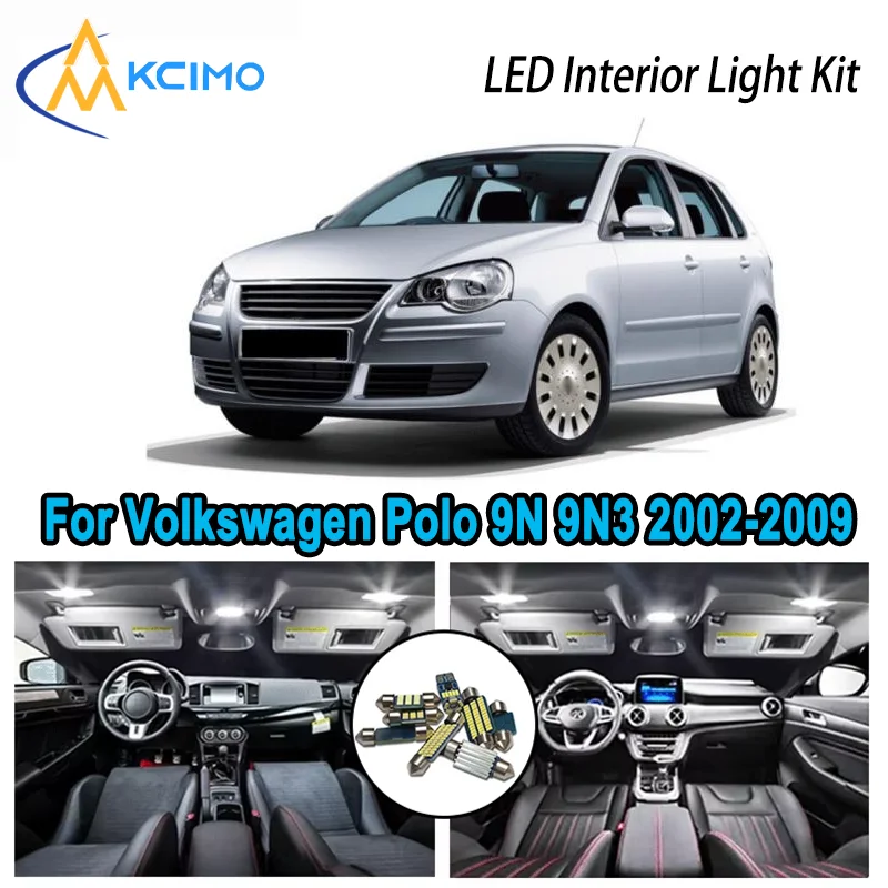 

10pcs High-Quality LED Interior Kit for Volkswagen Polo 9N 9N3 2002-2009 2003 Premium Error-Free Dome Map Trunk Automotive Lamps