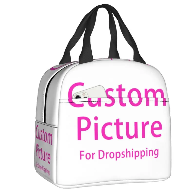 Custom Photo Logo Lunch Box Waterproof Customized DIY Print Cooler Thermal Food Insulated Lunch Bag Portable Picnic Tote Bags