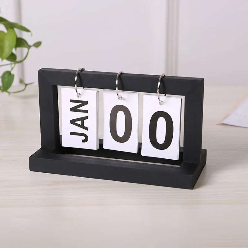 Wooden Vintage Home Calendar for Office Date Display Desktop Schedule Cafe Desktop Decorative Rustic Ornaments