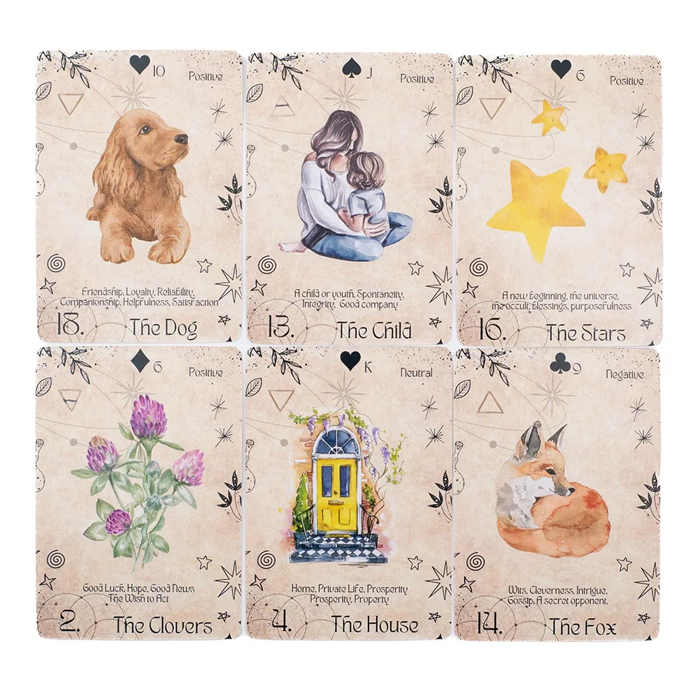 Modern Lenormand Deck Bordspel Engelse versie 36-kaartendek 10,3 * 7,3 cm Prachtig geïllustreerd familiefeestspel