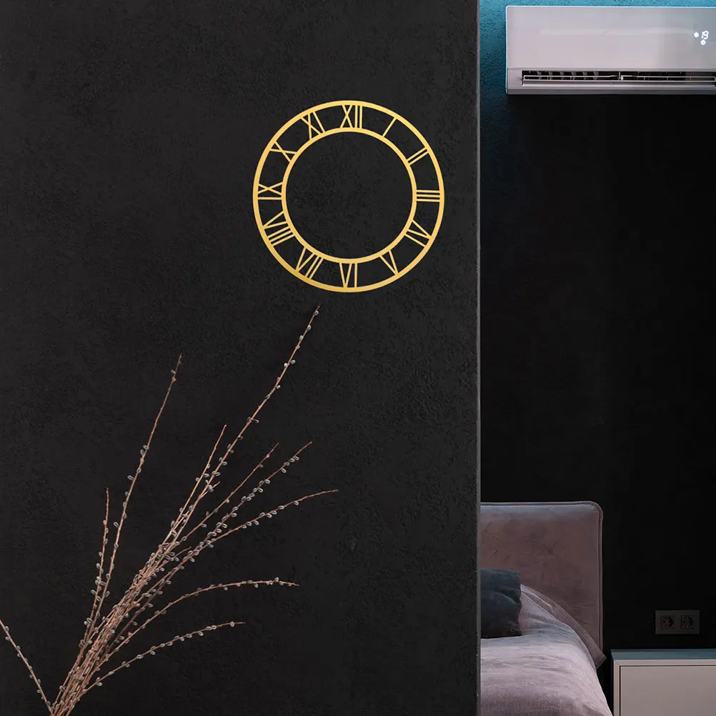 الأرقام الرومانية ساعة حائط ملصق دائري الاكريليك مرآة سطح الحديثة الجدار ملصق لغرفة المعيشة فندق مدخل ديكور