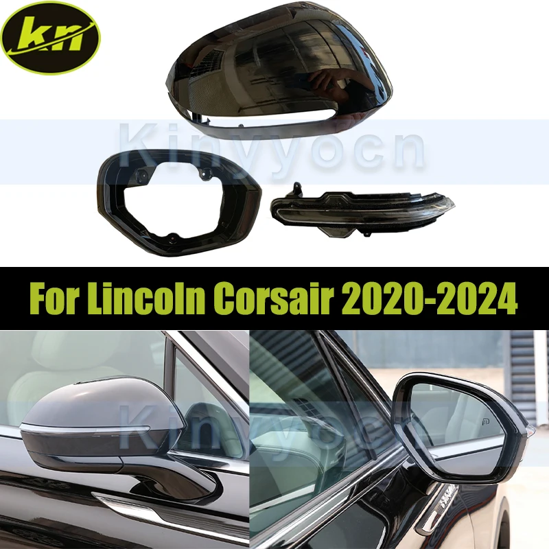 Side Mirror Cap Housing Frame Turn Signal Light For Lincoln Corsair 2020-2024 Rear View Mirror Lid Shell Mirror Cover Lid