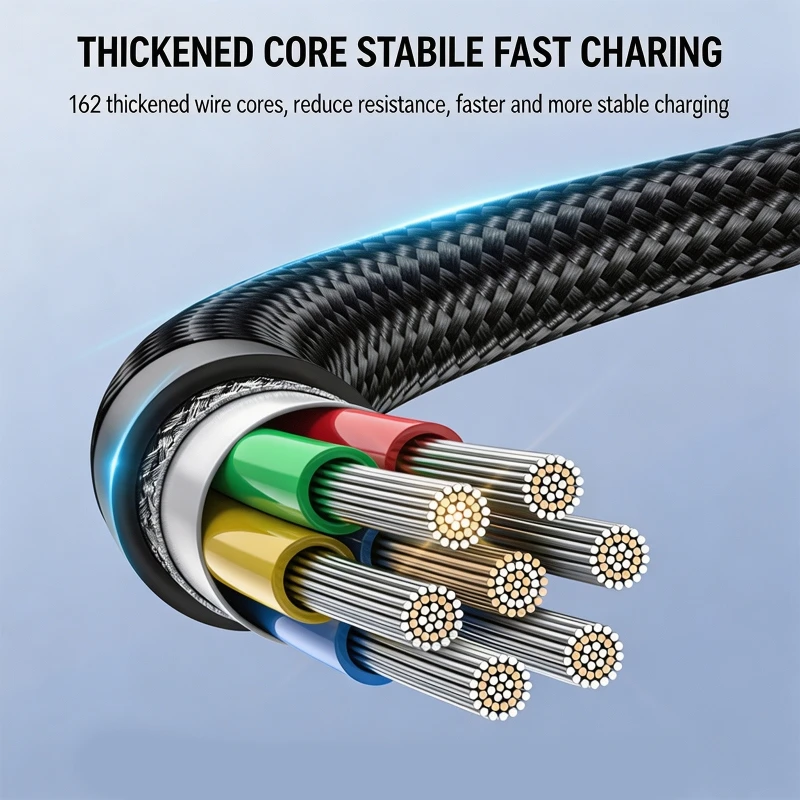 120Cm Long 66W Quick Charging Data Cable Wire For Phone Tablet Laptops Gaming 83CF