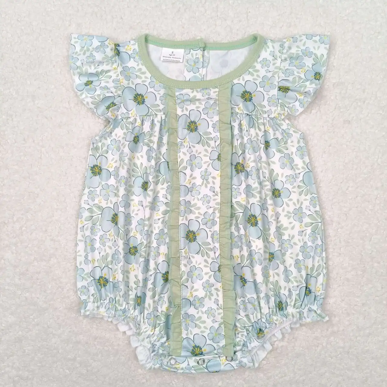 Barboteuse verte à motif floral pour bébé fille, vêtement pour nouveau-né, boutique, vente en gros