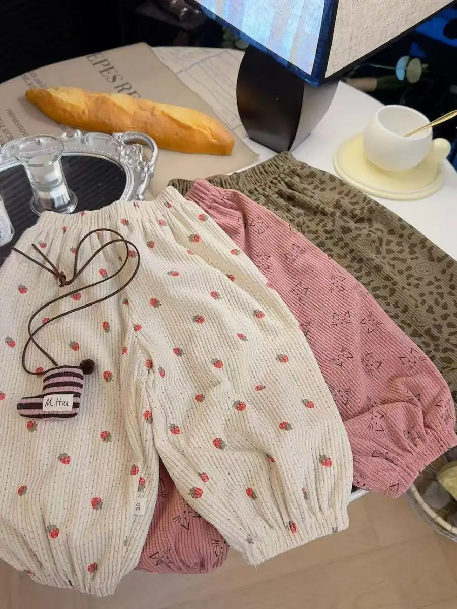 

Детские вельветовые брюки для повседневной носки весна-осень 2025: Новинка, универсальные, свободного кроя, в стиле Харлан, модные, размер 3