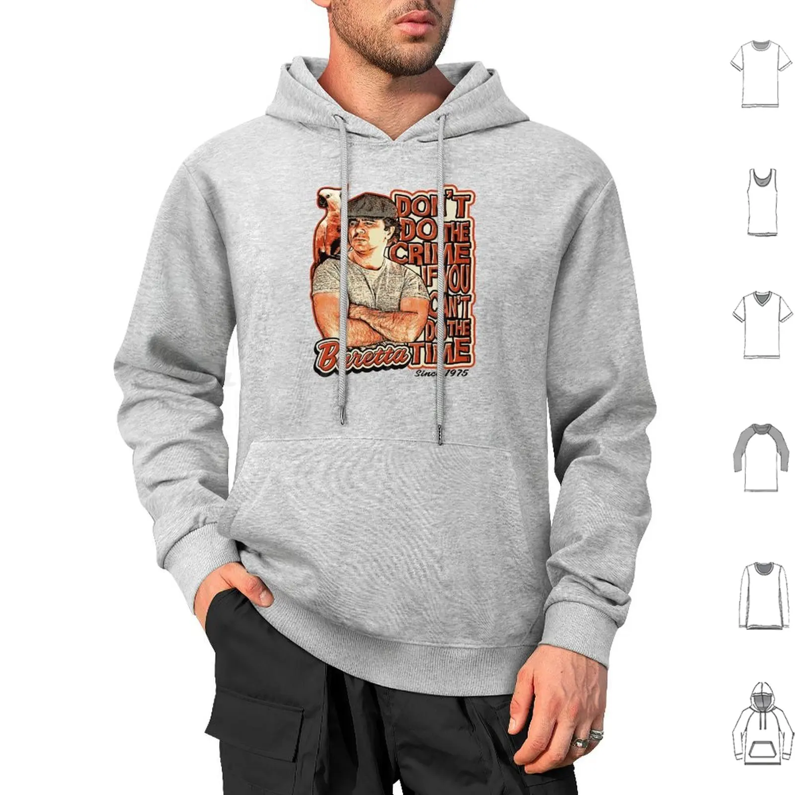 Baretta Don't Do The Crime If You Can't Do The Time Hoodies Manga Longa Tony Baretta 70s 70s Tv Show Cockatoo Detective