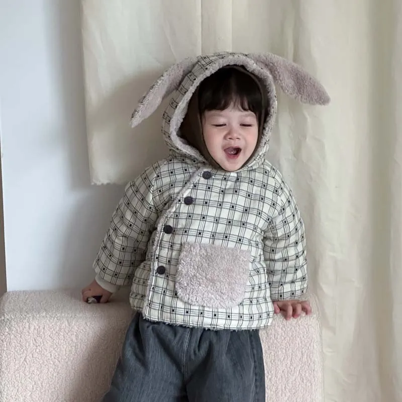 

Winter Warm Toddler Baby Boys Cotton Plaid Single-Breasted Fleece Lined Cartoon Show Jacket Kids Coat Children Outfit Top 0-4 Yr