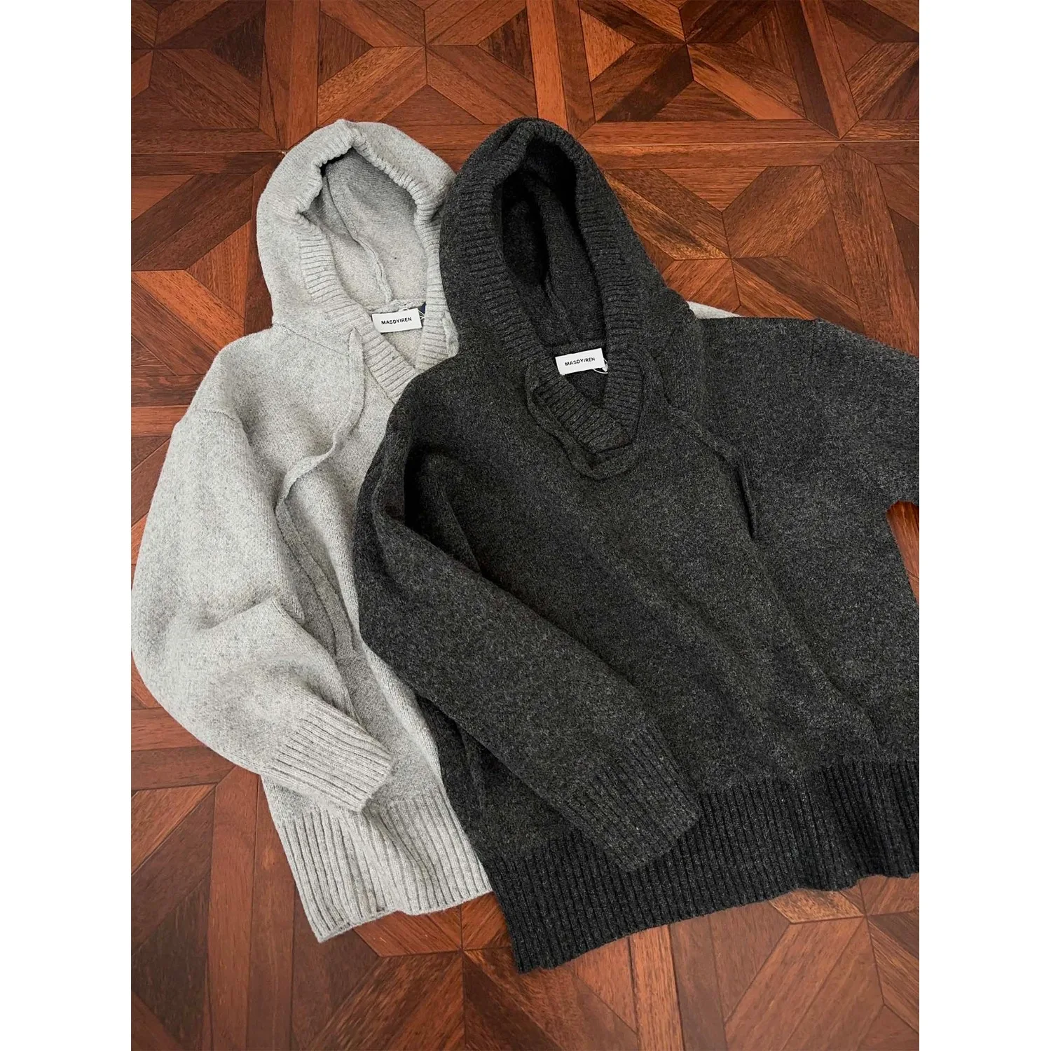 

Thiened вязаный свитер с капюшоном, мужской осенне-зимний теплый уютный верхняя одежда для пар, модный пуловер для экипажа Ne