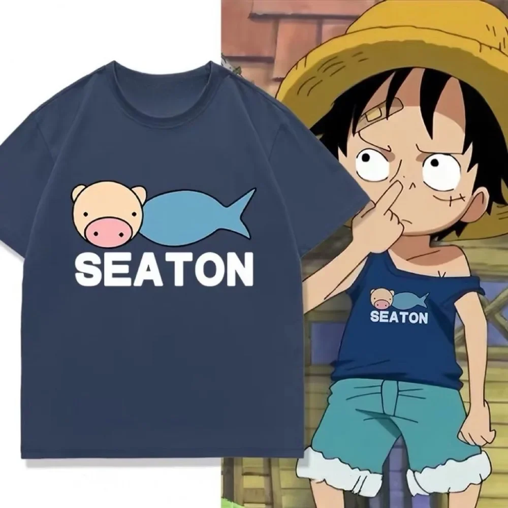 One Piece Luffy Surrounding COS Short Sleeved T-shirt Summer Cartoon Luffy Printed Adult T-shirt