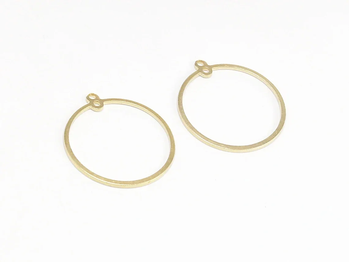 20pcs Round Circle Earring Charms, Brass Round Connector, Round Brass Charm, Earring Findings, 25x1mm, Jewelry Making -R517