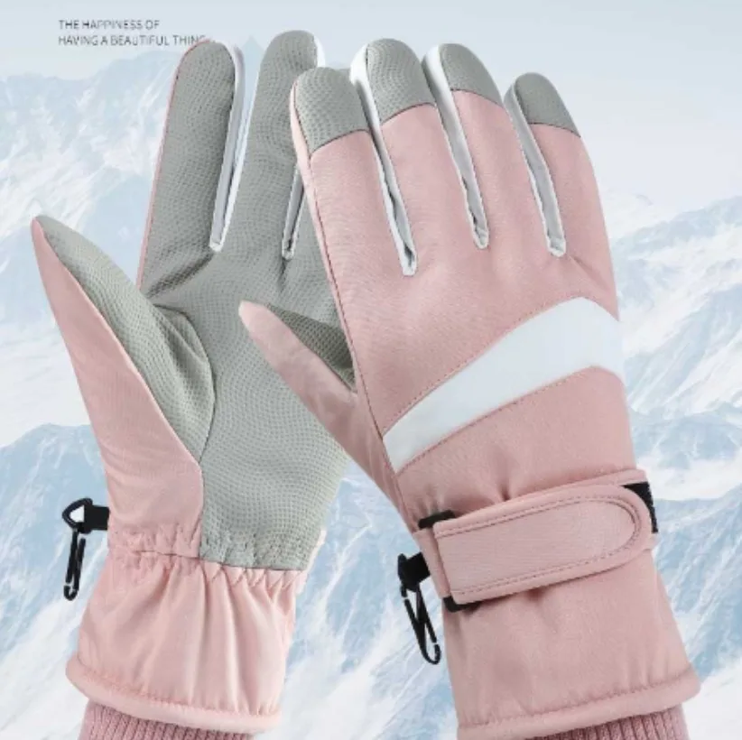 Heren En Dames Winter Verdikking Warme Ski Handschoenen, Outdoor Motorfiets Waterdichte Touchscreen Katoen Antislip Handschoenen 1Set