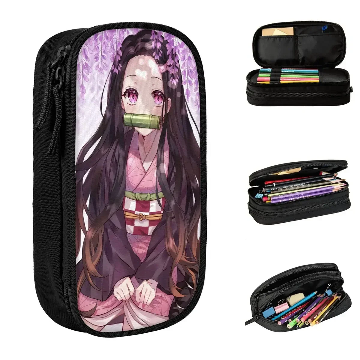 

Demon Slayers Nezuko Pencil Case Anime Comic Pencilcases Pen Box for Student Large Storage Bag School Supplies Gifts Stationery