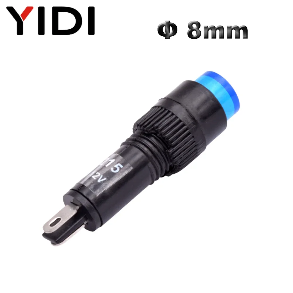 Picture 5: 10pcs 8mm Plastic LED Indicator Light NXD-215 12V 24V 110V 220V AC DC LED Red Green Blue Amber White Pilot Lamp Signal Lights