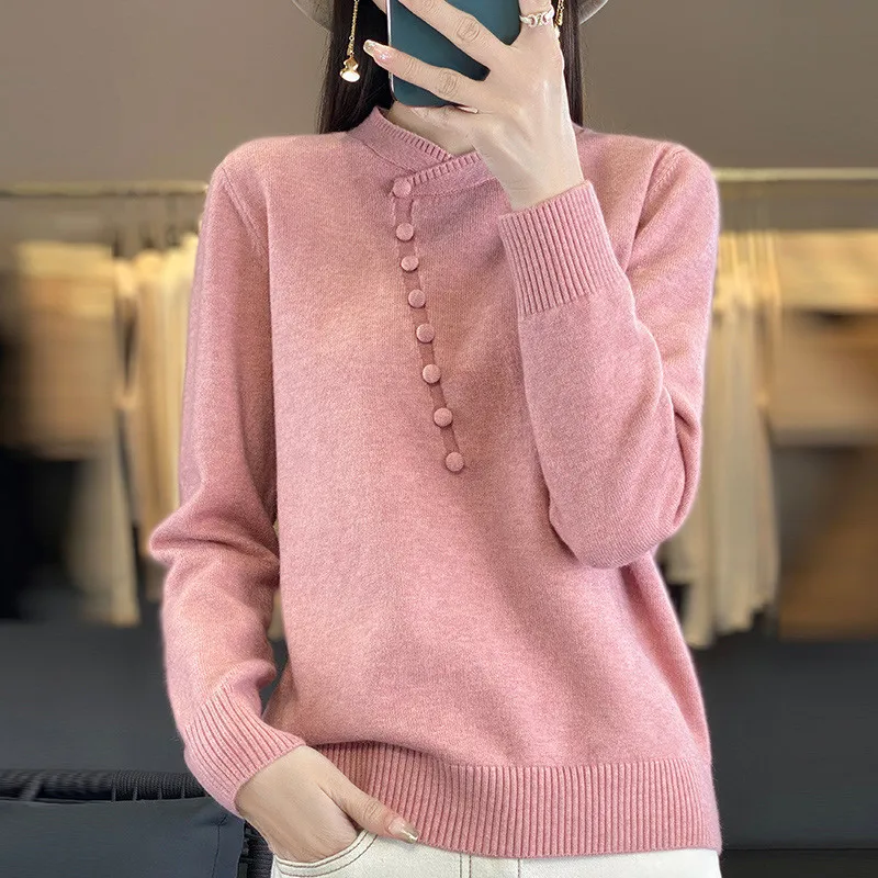 

Elegant Knitting Woman Clothes Warm Autumn Winter Pollover Top Half Turtleneck Long Sleeve Women's Sweater Pull Femme Basic Wear