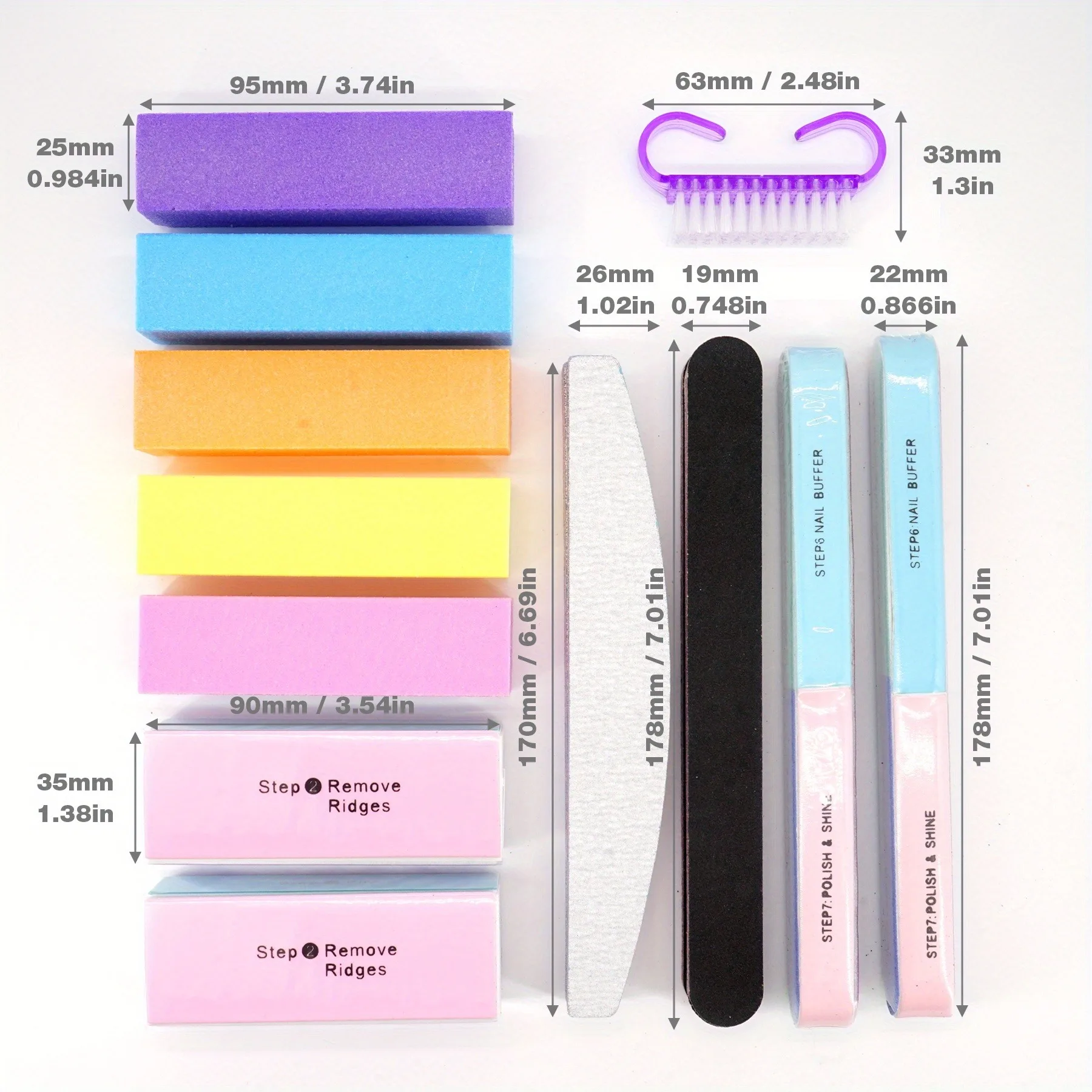 Nail Art File Buffer For Gel Polish Colorful Nail Sanding Blocking Grinding Nail Art Tool Pedicure Manicure