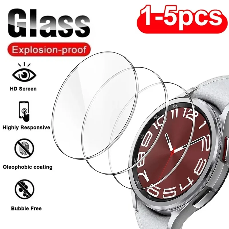 1-5 Pcs Clear Tempered Glass For Samsung Galaxy Watch 7 6 5 4 5 Pro 6 Classic 47MM 45MM 44MM 43MM 40MM Screen Protector Film Set