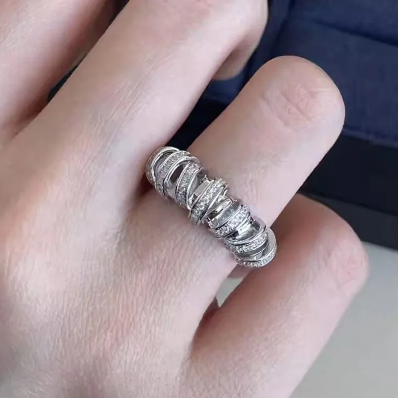 Sam Panda 925 Sterling Silver Zircon Ring For Women Ribbon Surround Electrocardiogram Thick Classics Jewelry Gift Dropshipping
