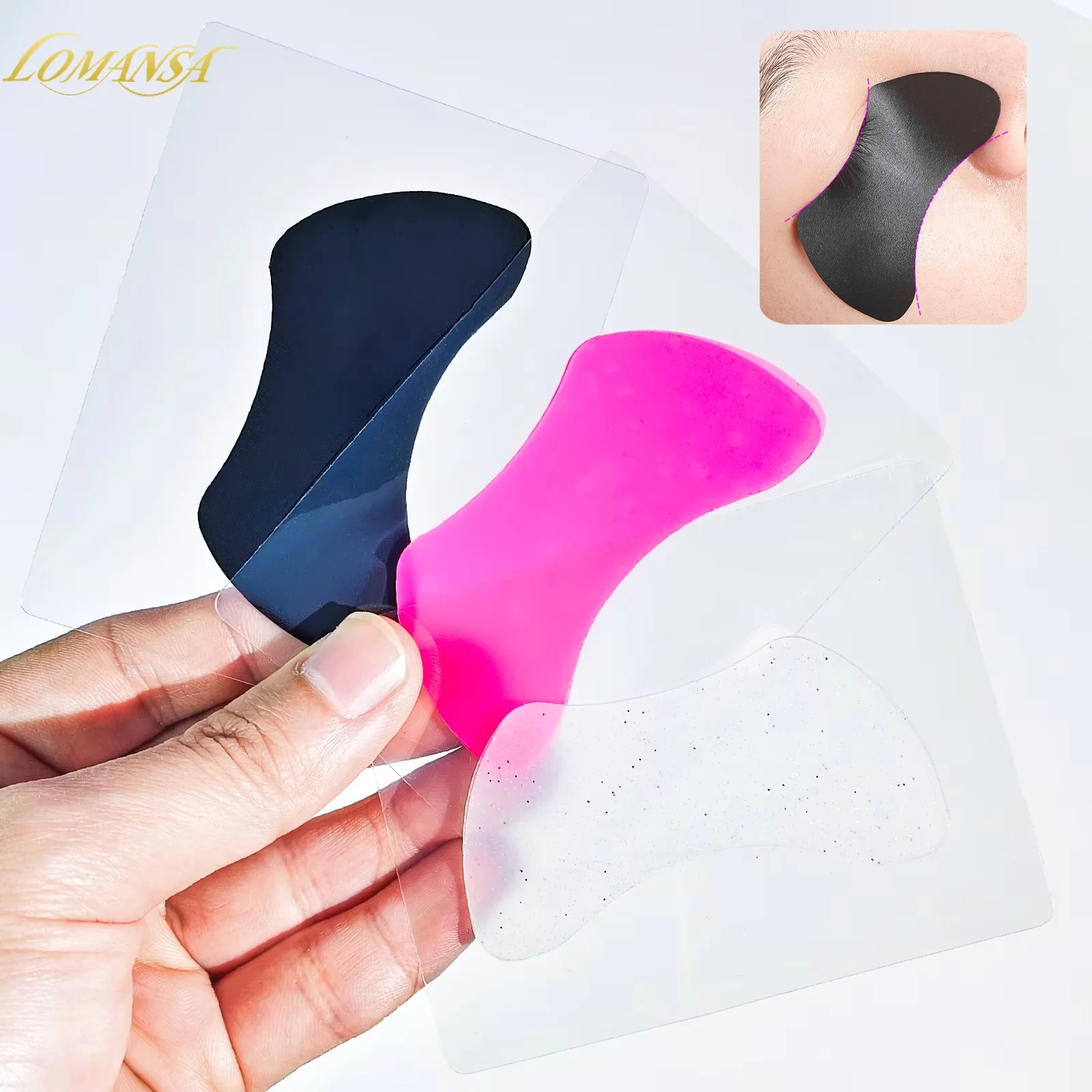 Lomansa 1 คู่Reusable Eye Padsซิลิโคนอายแชโดว์Eyelash Extension Patch Lash Extensionsภายใต้แผ่นเจลแต่งหน้าเครื่องมือ