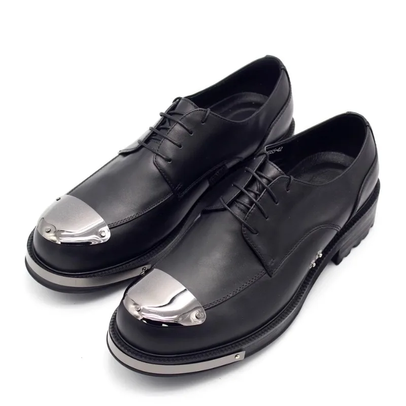 

Новый дизайн, мужская повседневная кожаная обувь, увеличивающая рост, дерби, металлический носок, натуральная кожа, платье высокого качества, мужские молодежные туфли дерби