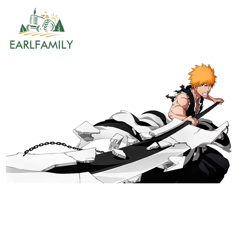 EARLFAMILY 13cm X 7cm Personality Kurosaki Ichigo Anime Car Stickers Vinyl Car Wrap Decal DIY Waterproof Interesting for VAN RV