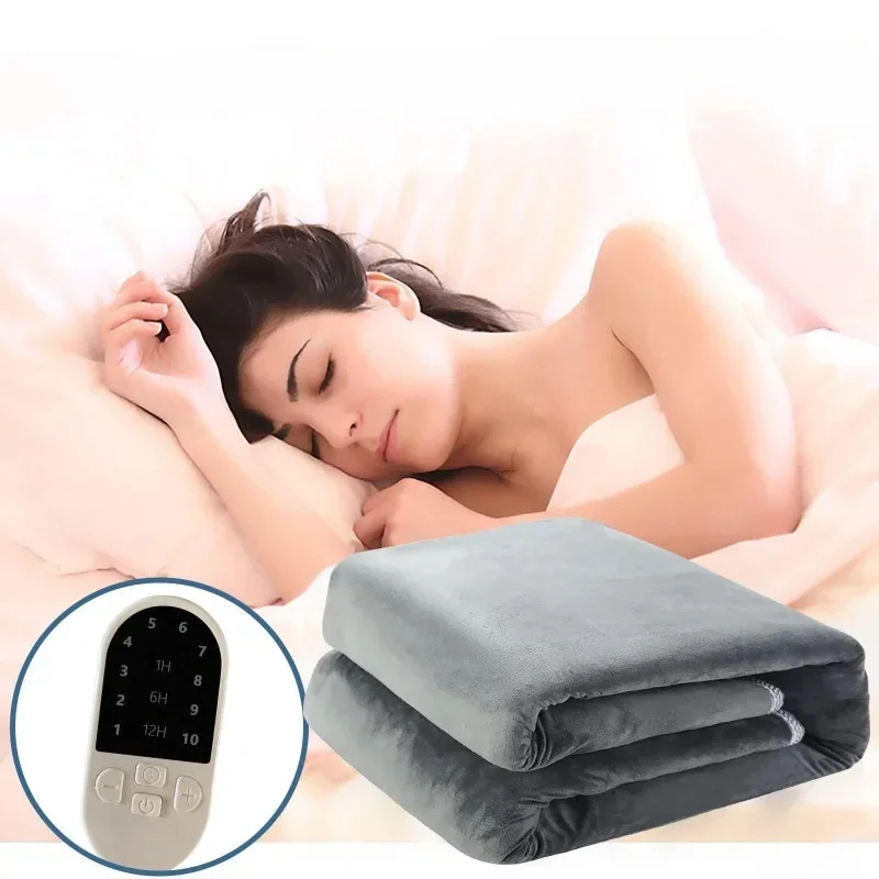 

150x65cm Electric Blanket 220V/110V Heated Throw Blanket Flannel Blanket Mattress 2 Heat Settings with Switch Winter Body Warmer