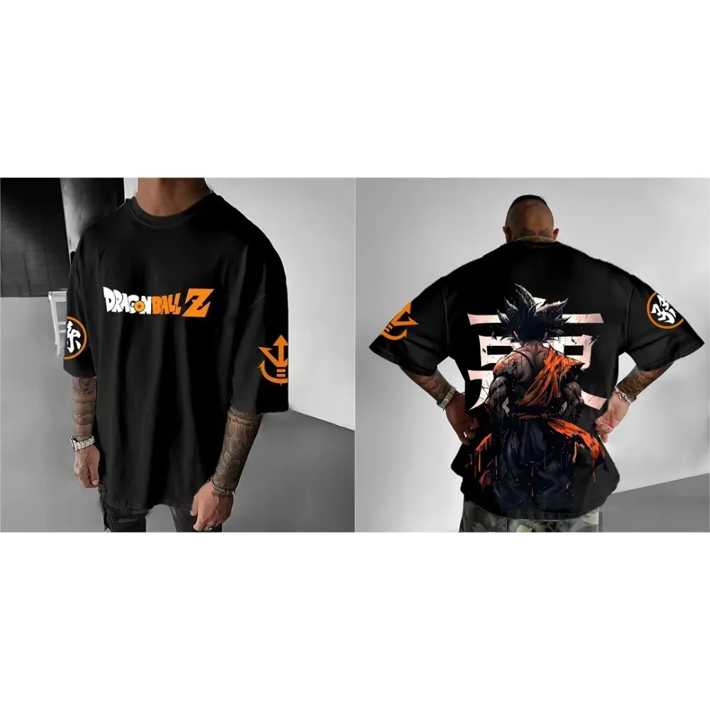 Dragon Ball Summer Men's T-shirt Japanese Anime Transforms Into Goku Cotton Y2K Harajuku Boy Parent Child Short Sleeve