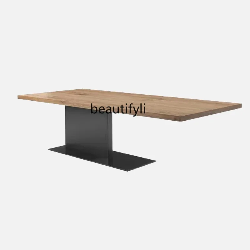 z183  Nordic householdwood grain rock slab dining table, light luxury, modern simple floating island, Italian rectangular din