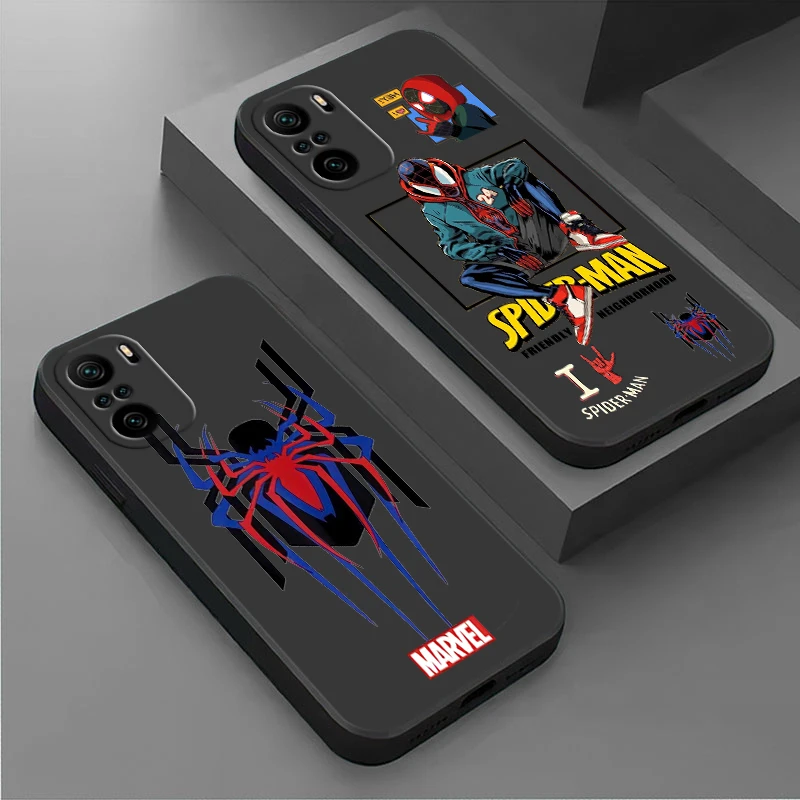 Marvel Spiderman Logo Art Phone Case For Xiaomi Redmi Note 12 11E 11S 11 11T 10 10S 9 9T 9S 8T Pro Plus 5G Black Cover