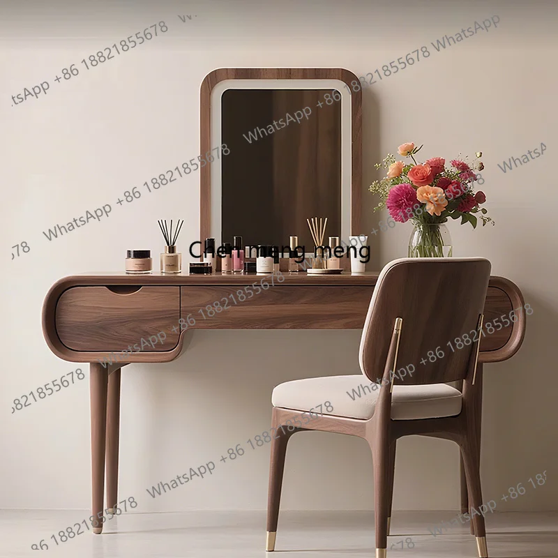 Girl Retro Storage Vanity Desk Stool Brown Large Vintage Makeup Vanity Desk Dressers Drawers Wood Coiffeuse