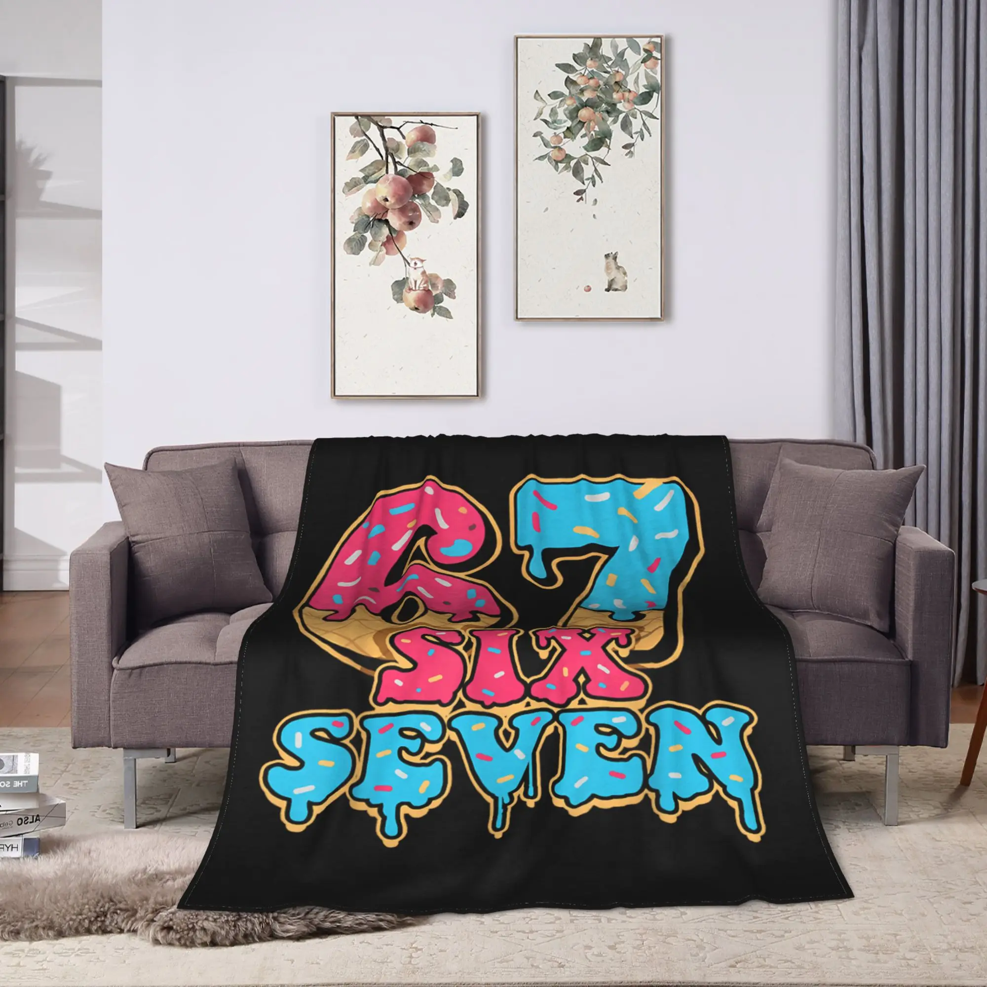Six Seven Ice Cream Drip Meme 67 Blanket Quality Warm  Bedding Throws Winter Child Couch Chair Sofa Bed Novelty Bedspread