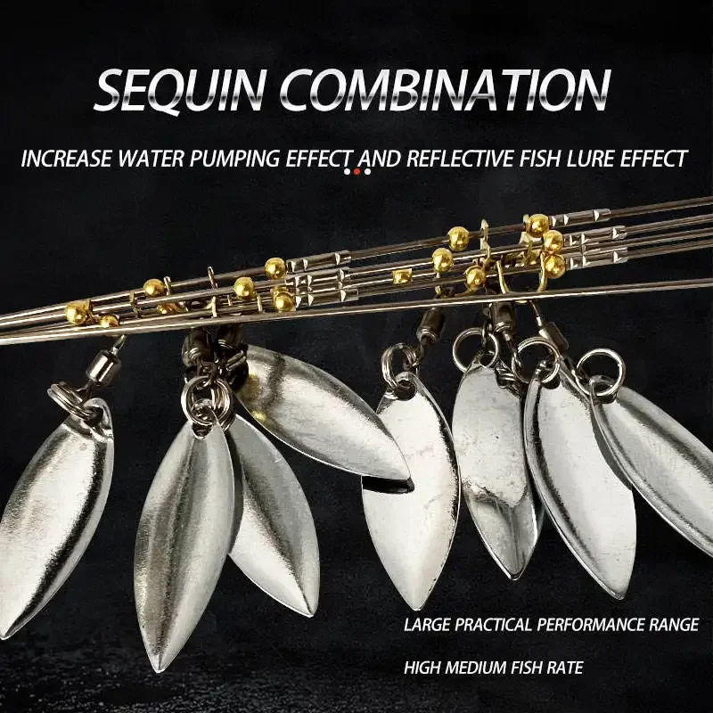5 Arms Alabama Umbrella Rigs with 8 Blades Ultralight Willow Blade Multi-Lure Rig for Bass Fishing Lures Swim Bait Saltwater